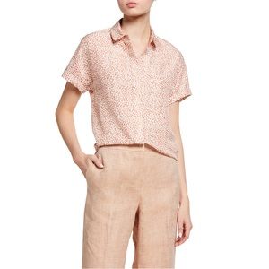 Lafayette 148 Blaine Printed Button Front Blouse in Cloud